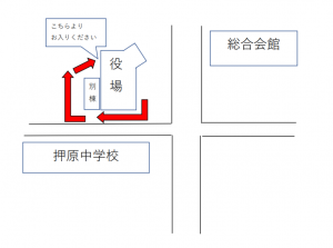 夜間休日戸籍届出時の役場入口案内